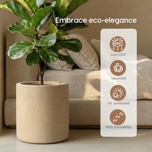 Image of Eha Earth Friendly Gallery Big Planters for Home Decor | 15 inch, Pack of 1 | Heavy Duty Plant Pot Made with Rice Husk & Bamboo Biocomposite| UV Protected Pot for Plant | Pots & Planters Big Size
