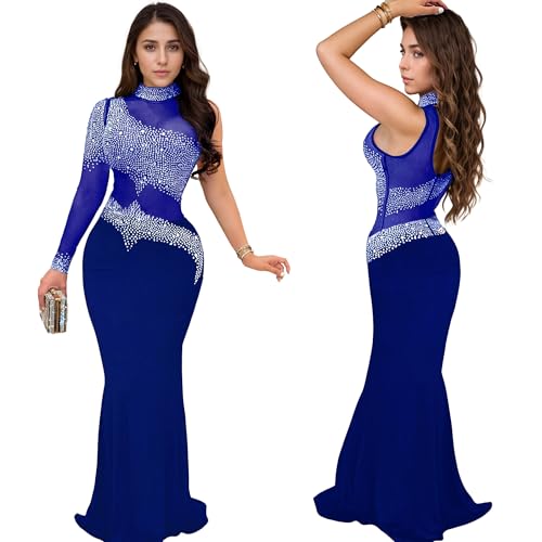 Image of Nagfar Women Rhinestone Sequin Birthday Party Sexy New Year Formal Dress