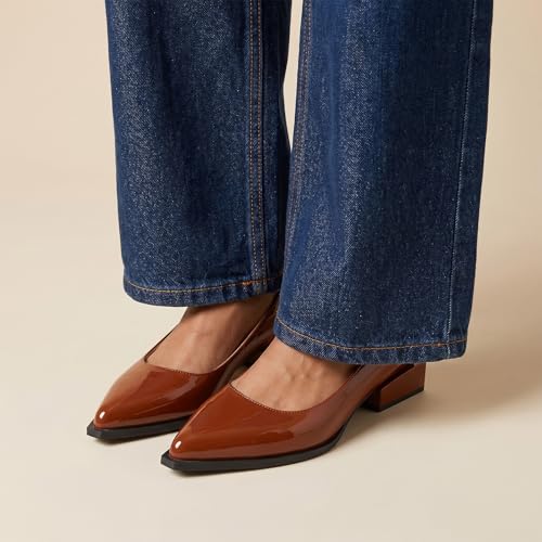 Image of LingxiaUne Dress Shoes for Women, Comfortable Dressy Flats, Womens Chunky Heel Pumps with Arch Support and Pointed Toe