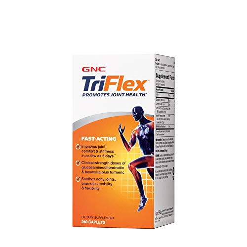 GNC TriFlex Fast-Acting, Improves Joint Comfort and Stiffness, Clinical Strength Doses of Glucosamine/Chondroitin and Boswellia- Plus Turmeric, 240 Caplets