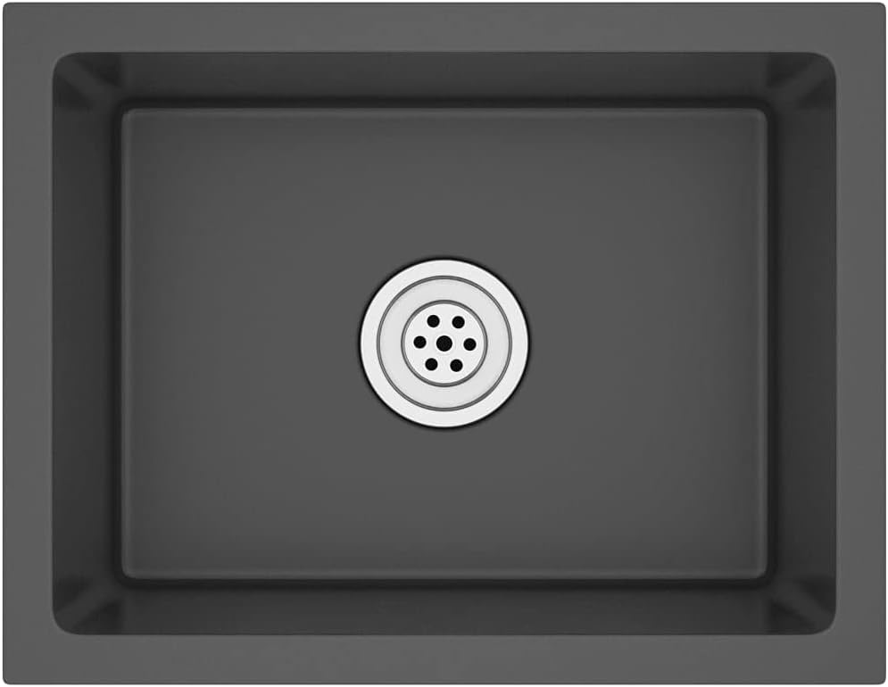vidaXL Kitchen Sink Undermount Sink with Strainer Black Stainless Steel Sink