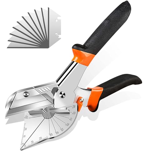 Multi Angle Miter Shears Cutter: 45 to 135 Degree Multifunctional Trunking Shears with 10 Blades Beading Cutting Tool Angle Cutter for Wood Moulding