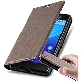 Cadorabo Hülle kompatibel mit Sony Xperia M5 aus Premium Kunst Leder Flip Klappbare Stoßfeste Magnetische [Standfunktion] [Kartenfächern] Cover Hülle für Sony Xperia M5 Tasche in Braun