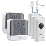 Campanello Senza Fili,IPS Impermeabile Portatile Campanello Wireless Doorbell Lunga Distanza 900 ft 52 Chimes 4 Livelli di Volume registrabili e flash a LED 3 Trasmettitore & 2 Ricevitori Plug-in