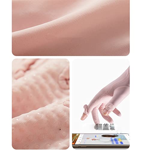 Eisseide-Handschuhe für Damen, dünn, Sommer, draußen, kühles Gefühl, bloßer Finger, Fahren, Reiten, Touchscreen (Color : D, Size : One Size)