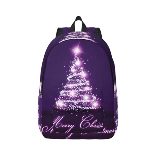 Mochila de mano para mujer con árbol morado navideño antirrayaduras