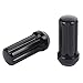 ZY Wheel 14mm x 1.5 Thread Size 51mm Long Set of 24pcs Small Diameter 7 Spline Drive Black Lug Nuts Closed End with 2 Keys