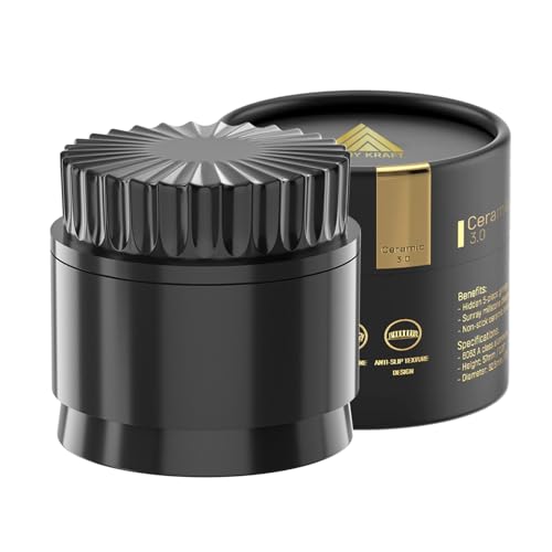 Grinder Cerámico Premium CERAMIC DRAGON 3.0 | Revestimiento Dragon Crystal Ceramic | 5 Piezas con Imanes N52 | 62 mm Ø | Molinillo para Hierbas y Especias. (Negro)