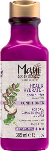Maui Moisture Heal & Hydrate + Shea Butter Conditioner to Repair & Deeply Moisturize Tight Curly Hair with Coconut & Macademia Oils, Vegan, Silicone, Paraben & Sulfate-Free, 13 fl oz