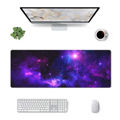 Image of Large Gaming Mouse Pad XL, Galaxy Full Desk Mousepad with Stitched, Long Non-Slip Base Keyboard Pad with Space, Extended PC Laptop Computer Mat Gifts for Men Office Decor, (Purple, 31.5*11.8 In)