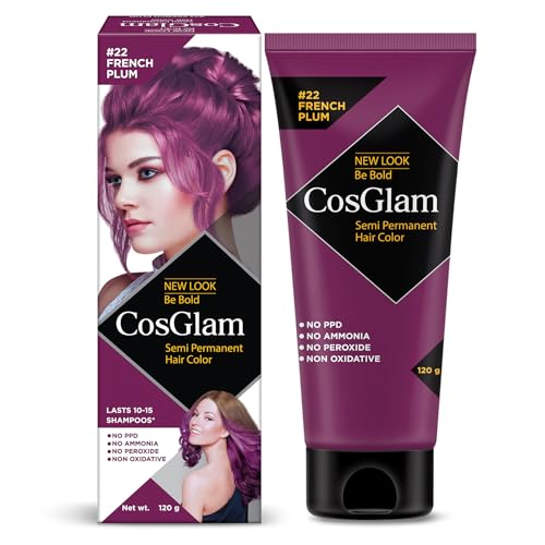 Image of Semi Permanent Hair Color for Women & Men, (120g, #22 French Plum) Enriched with Conditioner, Glossy Finish, No Ammonia, No Peroxide & Non Oxidative, Vegan Highlights Colorful Hair Dye