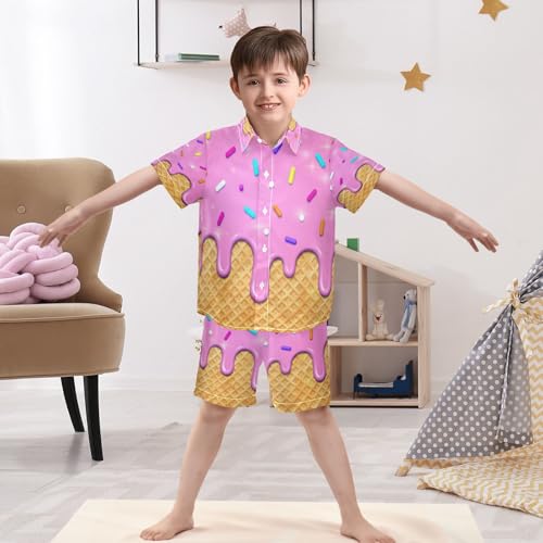 Image of Boccsty Ice Cream Drip Boy Summer Shorts Sets Hawaiian Toddler Boys T-Shirt & Pants 2 Pcs 3T-10T