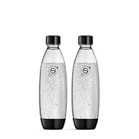 SodaStream 0,8L FUSE Kunststoffflasche - kompatibel mit DUO, E-DUO, TERRA, ART, ENSO, GAIA Wassersprudler, spülmaschinengeeignete Wasserflasche, 2er-Pack Sprudelflasche, BPA-frei, schwarz