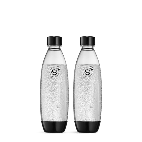 sodastream 0,8L BPA-freie FUSE Kunststoffflasche schwarz | Spülmaschinengeeignet | Kompatibel mit DUO, E-DUO, Terra, uvm. | 2er-Pack