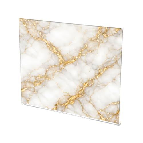 Tabla de cortar acrílica con borde elevado 41.91 x 34.04 cm, blanca con detalles dorados, antideslizante, para cocina y protección de encimeras miniatura 1