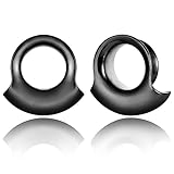 Twolobes 2PCS Black Ear Plugs Gauges for Stretched Ears Hypoallergenic 316 Stainless Steel Ear cuff Tunels 10mm/00g Body Piercing Jewelry for Women Men