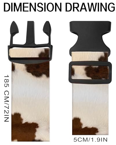 Luggage Straps for Suitcases, Adjustable Travel Belt, Durable Wide Luggage Strap, Cute Suitcase Strap Identifiers with Buckle, Bag Straps for Luggage, Retro Brown Cowhide2