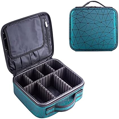 Travel Makeup Train Case Make Up Cosmetic Organizer Bag Makeup Tool Storage with Adjustable Compartments for Women Makeup Brush Toiletry Jewelry Digital Accessories