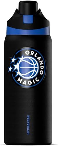 Hydrapeak x NBA Botella de agua oficialmente licenciada de Orlando Magic Oasis de 32 oz con tapa de trago con botón de presión, botella de agua de