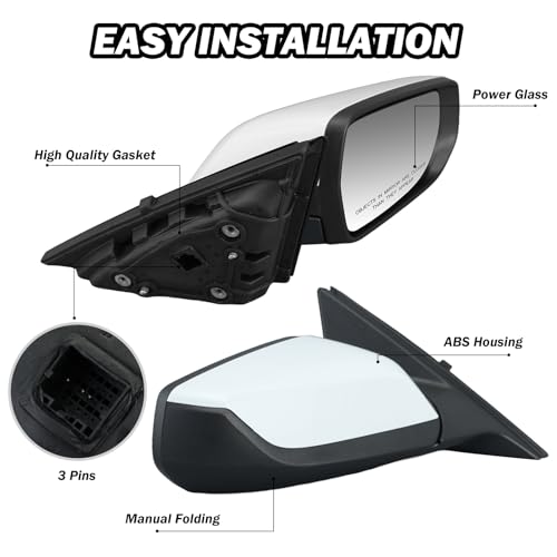 Passenger Side Mirror Compatible with Chevy Malibu 2016-2022 White 3Pins by MOFOAP - Used condition - Image 3
