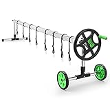 18 Feet Swimming Pool Cover Reel Set for Inground Pools Pool Solar Cover Reel Aluminum Solar Blanket Reel(Green)