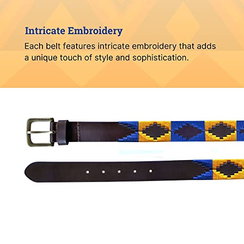 RESISTANCE Polo Belt for Men | Hand Stitched Leather Belt With Colorful Embroidery | Gaucho Style Belt 1.5” Wide3