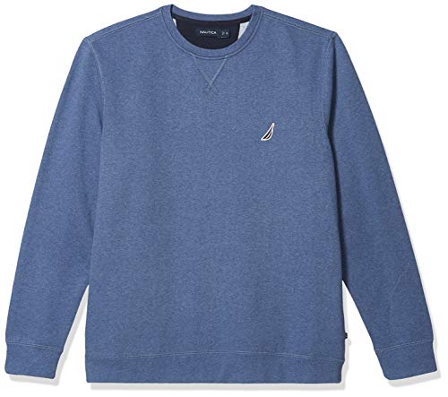 Nautica Men's Classic Fit Crewneck Fleece Pullover, Blue Indigo Heather, X-Large