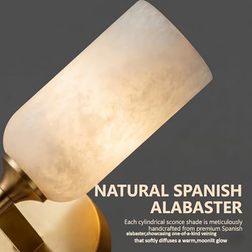 Image of Natural Spanish Alabaster Wall Sconce 12 inch Hardwired