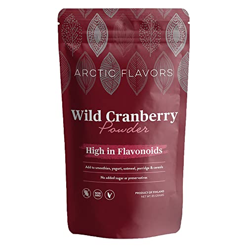 Arctic Flavors - Arctic Flavors Poudre de canneberge, canneberges entières sauvages provenant de sources durables provenant des forêts arctiques de Finlande, canneberges lyophilisées, riche en flavonoïdes et vitamine