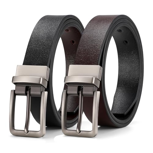 XZQTIVE Reversible Leather Belts for Women with Rotated Metal Buckle Fashion Women Belts(1 Pcs Black/Brown)