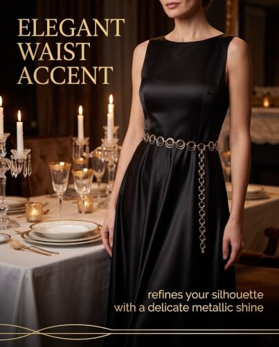 UXEWKL Ceinture Chaine Dorée Femme, 1 Pièce Métal Réglable Chaine de Taille, Ceinture Bijoux et Chaine de Ventre Chic pour Sublimer les Robes et Tenues de Soirée – vue 2