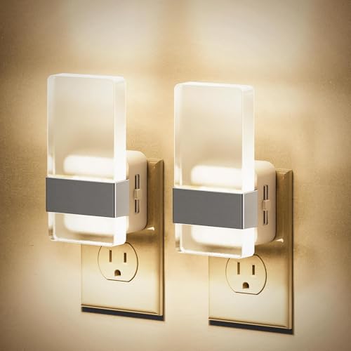 Image of JandCase Night Lights Plug into Wall, Dusk to Dawn Sensor, 3000K Soft White LED, Acrylic Bubble Design, 0-100lm Adjustable Brightness, 2-Pack for Bedroom, Bathroom, Living Room, Hallway
