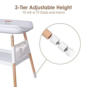 Beberoad Love Baby Changing Table Diaper Changing Table with Changing Pad Adjustable Height Changing Table with Nursery Organizer and Large Storage Rack for Newborn Baby and Infant White