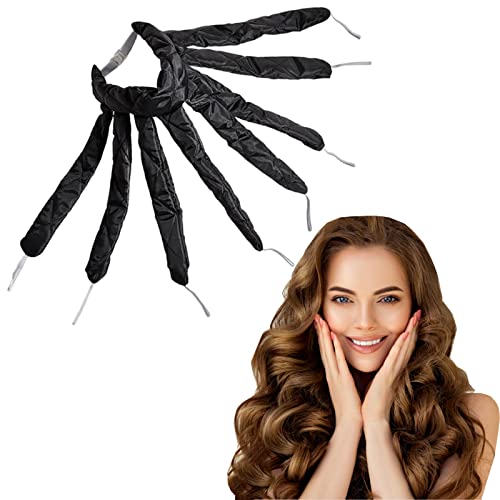 Tige à Friser Sans Chaleur, Boucles Sans Chaleur Bandeau de Bigoudis Sans Chaleur Conception de Poulpe pour Coiffure Bricolage(Black) Cover