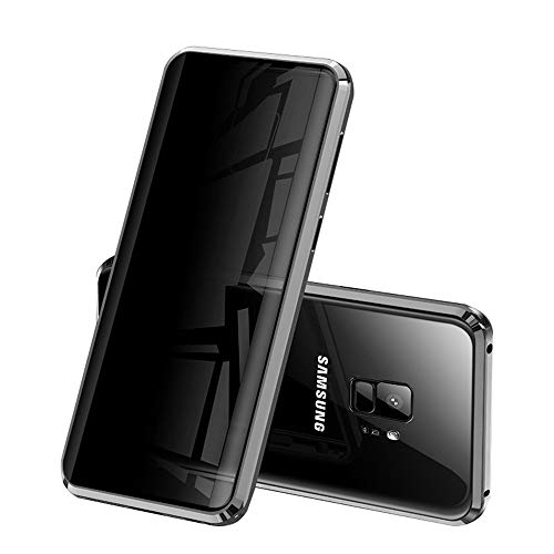 Orgstyle Anti Espion Coque pour Samsung Galaxy S9 Étui Magnétique Double Face Verre Trempé Anti Spy Case 360 Degrés Protection Etui Housse Cadre Métallique Etui Anti-Peep Antichoc Coque, Noir Cover