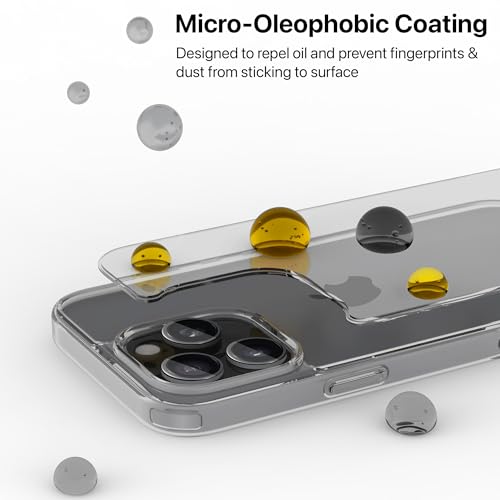 Image of eller sante Clear Back Cover Case for iPhone 16 Pro Shockproof Slim Thin Non-Yellowing Scratch Resistant Military-Grade Protection - Transparent