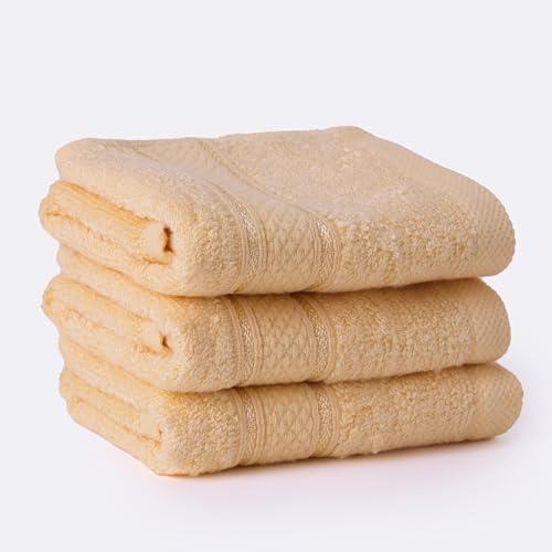 Image of Bamboo Soul Bamboo Face Towel | Ultra Absorbent & Super Soft | 30 x 30 cm - 550 GSM | Pack of 3 (Yellow)