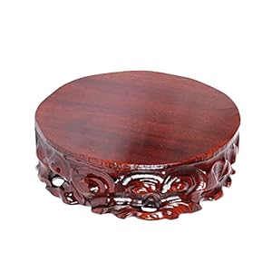 lekbakken voor plantenpotten Houten Vaasbasis Ronde Massief Hout Ornamenten Kunnen Gegroefd Base Jade Steen Snijwerk…