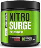 Jacked Factory NITROSURGE Pre Workout Supplement - Endless Energy, Instant Strength Gains, Clear Focus, Intense Pumps - NO Booster & Preworkout Powder with Beta Alanine - 10 Servings, Cherry Limeade