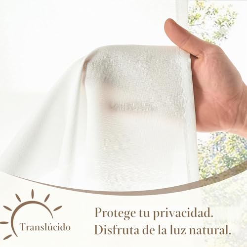 Miniatura 7 de Topick Cortina De Cocina Con Gasa Blanco Con Bolsillo Para Varilla Aspecto De Lino Translúcidas Aptas Para Cortinas De Bistro Casa Campo Salón Ventanas Pequeñas Juego De 2 Unidades 63 X 60 Cm