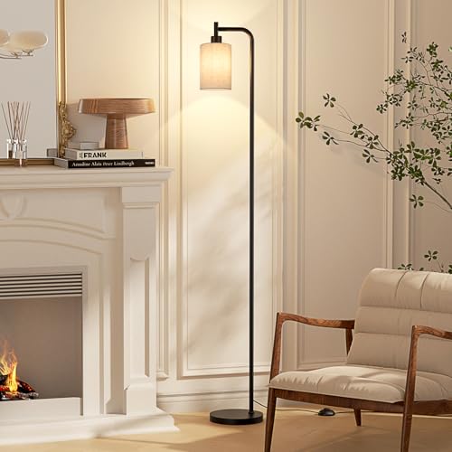 Image of Ziisee Floor Lamps for Living Room - Tall Standing Lamp with Linen Shade, Floor Lamp with LED Bulbs, Modern Floor Lamps for Bedroom Office Corner