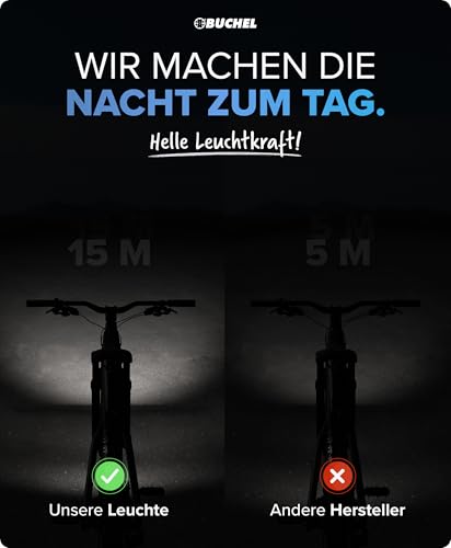BÜCHEL Tour Dynamo Lampe mit Standlicht und StVZO Zulassung I 45 LUX Fahrradlampe vorne, LED Standlicht, Fahrrad Scheinwerfer, LED Fahrradlicht vorne
