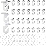 Suwimut 60 Pack Drop Ceiling Hooks for Hanging, White Heavy Duty Ceiling Tile Clips Metal Suspended T-Bar Hangers for Home, Office, Classroom, Wedding, Hanging Plants & Decorations