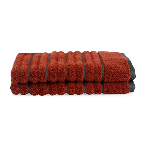 Image of Spaces Hand Towels | 100% Cotton | Spa & Gym Towel | Highly Absorbent & Ultra Soft | 2 Piece Set | Premium Hand Towel | 40 x 60 cm | Dark Orange