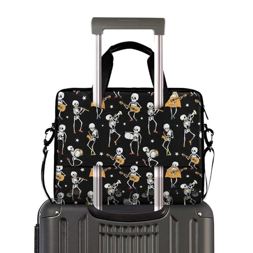 Bolso para laptop de 16 pulgadas resistente con correa ajustable y estampado de esqueletos 4