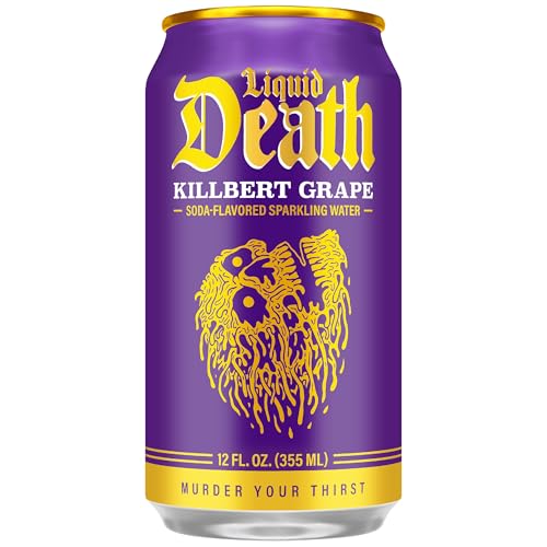 Image of Liquid Death Soda-Flavored Sparkling Water - Killbert Grape, Less Sugar*, Huge Flavor, No Caffeine, No Artificial Sweeteners, 12 Fl Oz (Pack of 12)