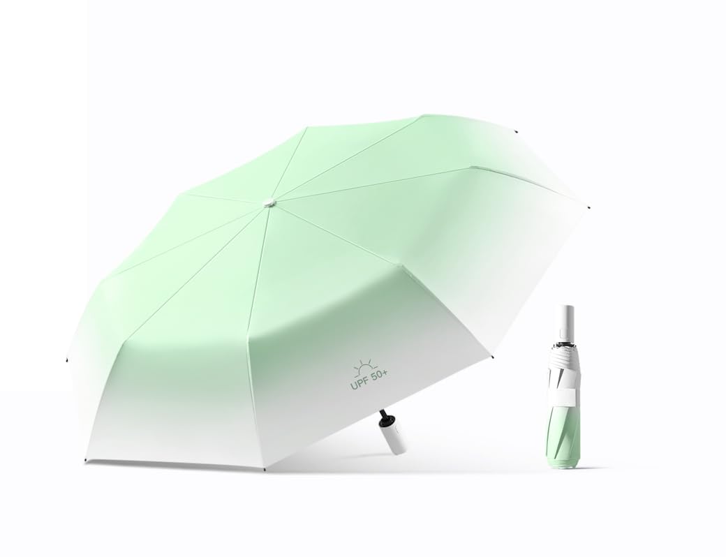 erised's bifrost Gradient Color Compact Travel Folding Automatic Umbrella Portable Parasol Auto Open Close/UV Protection/8 Ribs/Lightweight/Sun Rain/
