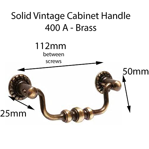 Universal Hardware Vintage Brass Drawer Handle Solid Cabinet Drop Swan Neck Handles Old Brass 400A, Vintrage Brass - Image 2