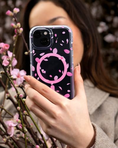 Image of Tech21 FlexQuartz Phone case for iPhone 15 Plus - Compatible with MagSafe - 15x Military Standard Protection - Cherry Blossom Design