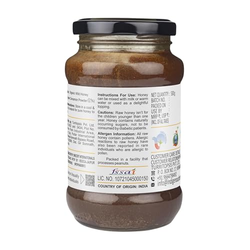 Image of INDIGENOUS HONEY Organic Cinnamon Honey Raw Unfiltered 17.64 oz Glass Jar